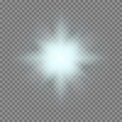 Vector glowing light bursts with sparkles on transparent background