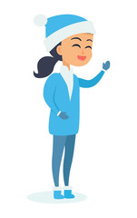 Isolated Girl in Snow-maiden Costume on White