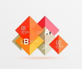 Glossy squares with text, abstract geometric design concept