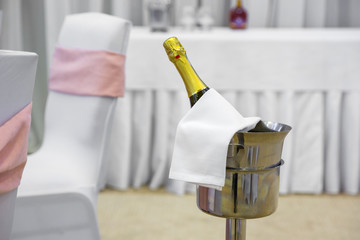 catering table set service with silverware, napkin and glass at restaurant before party