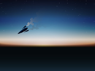 silhouette space shuttle in sky