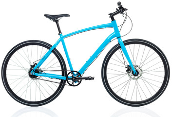 New blue bicycle isolated on a white