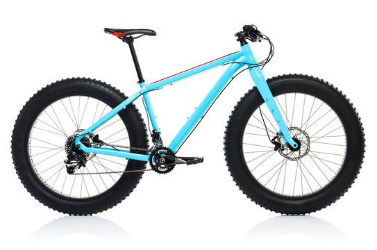 Fototapeta New blue bicycle isolated on a white