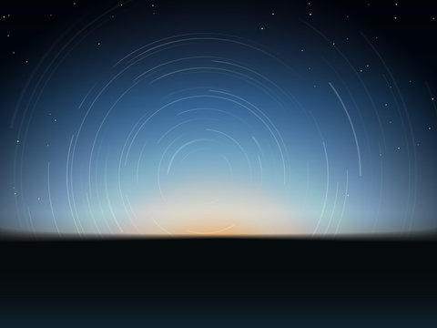 silhouette sky at evening and star trail background