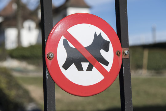 Verbotstafel: Hunde haben keinen Zutritt, Schloss Waldegg, Solothurn, Schweiz