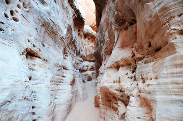 Narrow Path into a slot canyon, Valley of Fire in Nevada, USA