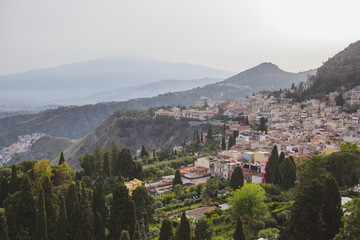 Fototapeta na wymiar View over Taormina and Etna, Sicily