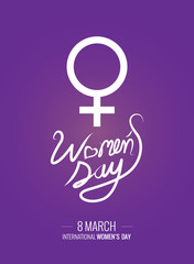 Women's Day text as International Womens Day. Woman's Day lettering typography poster. vector illustration