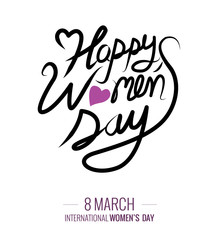 Happy Women's Day text as International Womens Day. Happy Woman's Day lettering typography poster. vector illustration