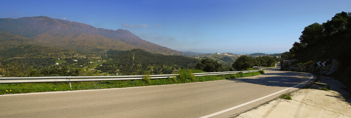 Mountain road traveling panorama on the summer 