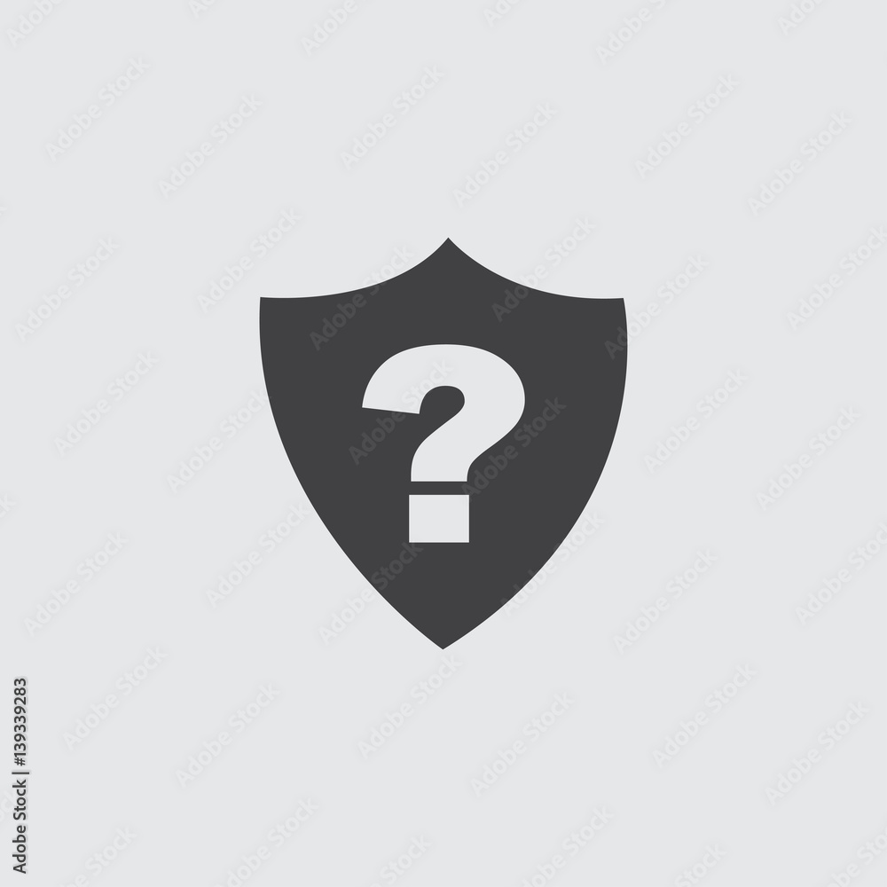 Poster shield with question mark icon in a flat design in black color. vector illustration eps10