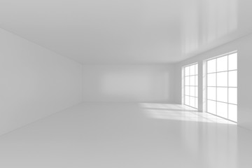 High resolution white room with window. 3d rendering.