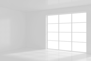 High resolution white room with window. 3d rendering.