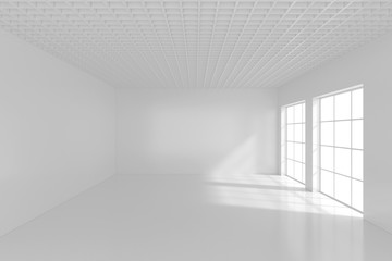 Naklejka na ściany i meble High resolution white room with window. 3d rendering.