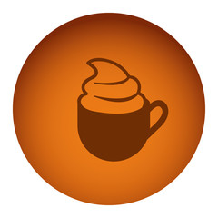 orange emblem cup coffee with cream icon, vector illustraction design