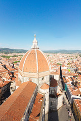 Fototapeta na wymiar citiscape of old historical town with cathedral church Santa Maria del Fiore, Florence, Italy