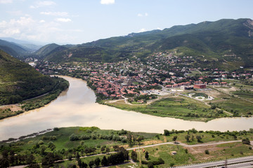 Fototapeta na wymiar View to Mtskheta from Jvari monastery, Georgia