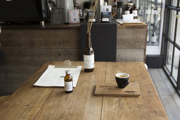 warm wooden cafe interior