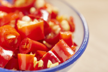 A tablespoon of chopped hot, red pepper pieces