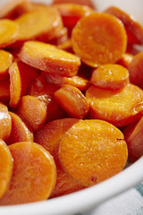 A serving of cooked carrot slices