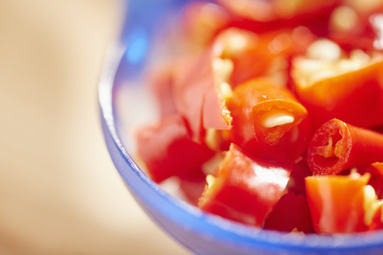 A tablespoon of chopped hot, red pepper pieces