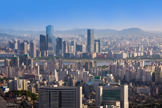 Seoul city and Downtown skyline, South Korea