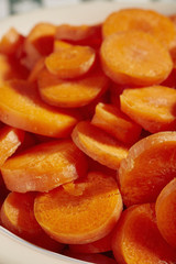 slices of raw carrot, sometimes called 