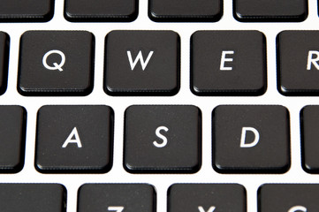 Close-up of WASD key on computer keyboard.