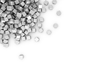 3D cubes composition on white background