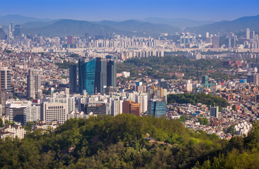 Fototapeta na wymiar Seoul city, Downtown skyline, South Korea