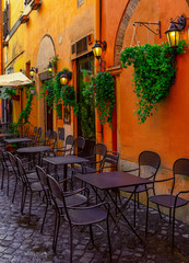 Cozy old street in Trastevere in Rome, Italy