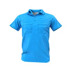 Blue Pocket T-Shirt on white. Front view. 3D illustration