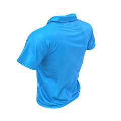 Blue Pocket T-Shirt on white. Rear view. 3D illustration