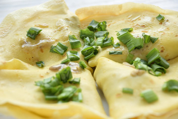Fried puncakes with green onion