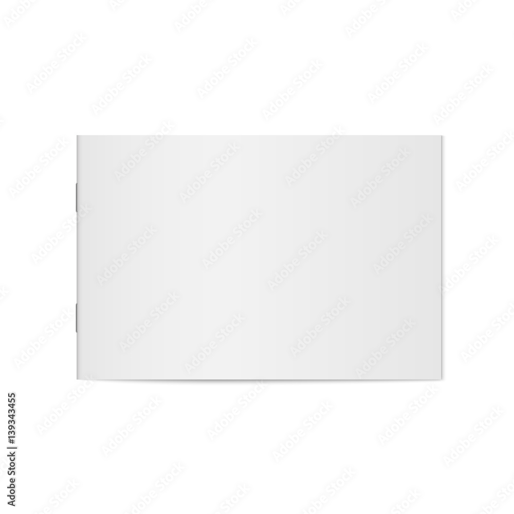 Aufkleber Vector mock up of booklet isolated. Closed horizontal magazine, brochure or notebook template on white background. 3d illustration for your design