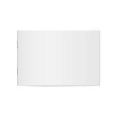 Vector mock up of booklet isolated. Closed horizontal magazine, brochure or notebook template on white background. 3d illustration for your design