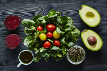 preparing organic raw salad foody lunch