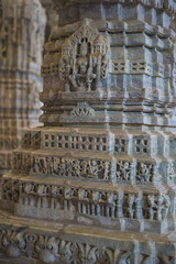 Jain Temple in Ranakpur, India, Rajasthan. Chaumukha Mandir. Sheth Anandji Kalyanji