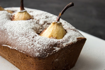 Chocolate cake with pear