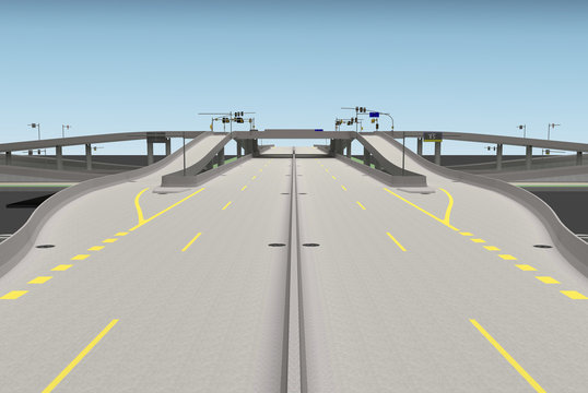 Road Bridge Intersection 3d Rendering