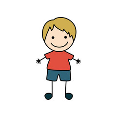 colorful hand drawing cute boy with blond hair vector illustration