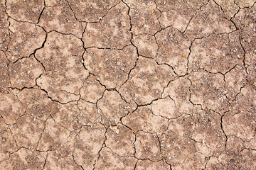Cracked dry brown soil background, global warming effect