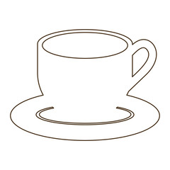 sketch contour dish porcelain with cup icon vector illustration