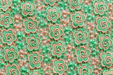 Green lace on white background. No any trademark or restrict matter in this photo.