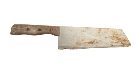 Old cleaver knife isolated on white background.