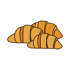 colorful silhouette set croissant bread icon vector illustration
