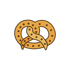 colorful silhouette pretzel baked product food icon vector illustration