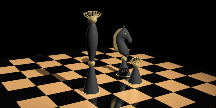 Chess Composition in black background