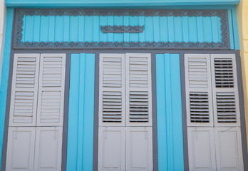 Vintage window or Sino-Portuguese style in Phuket, Thailand.