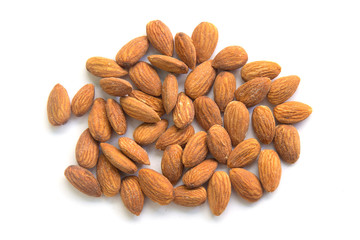 Almonds isolated on white background.
